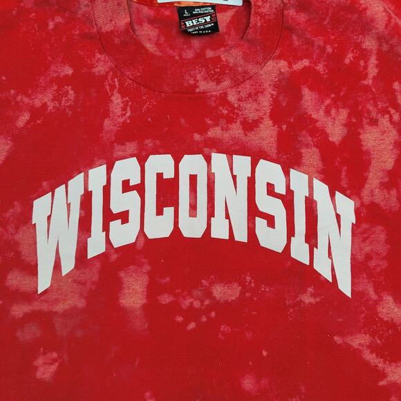 Vintage 80s Wisconsin Shirt Large 21x28 Bleached - Picture 4 of 12